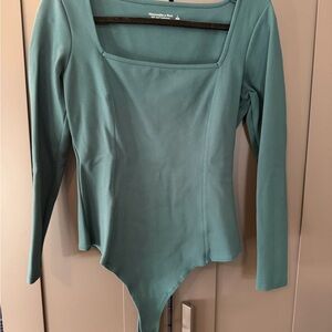 Abercrombie Teal Long-Sleeve Square Neck Bodysuit